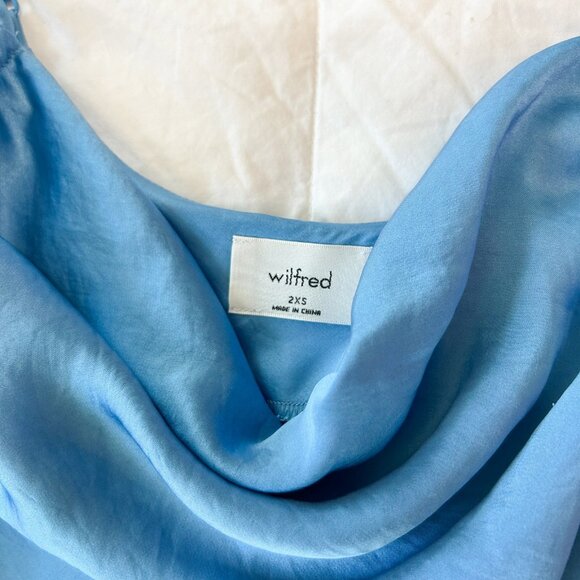NWOT Wilfred Aritzia Allusion Cowl-Neck Slip Dress Blue Size XXS - Picture 7 of 9